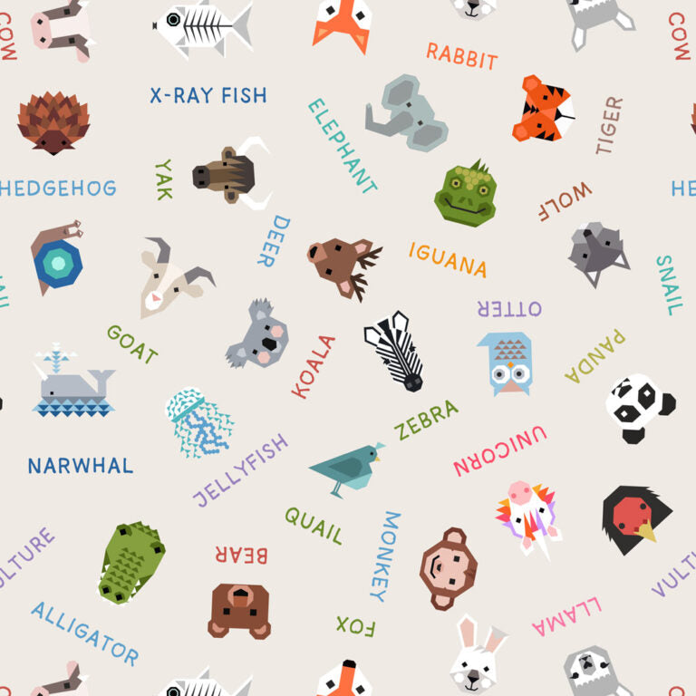 Lewis & Irene | Animal Alphabet | A971A | Cream – The Quilty Shop